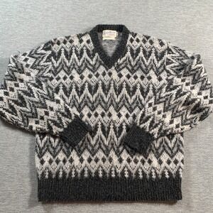 Vintage Squaw Valley‎ Sweater Mens Large Pattern Pullover 80s Acrylic Retro Ski